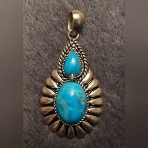 Blue mixed shaped Turquoise Sterling Silver Pendant